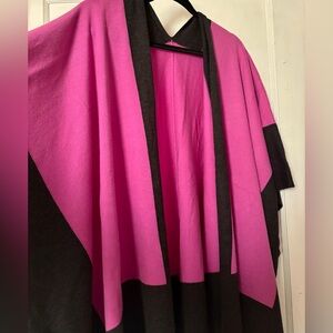 Pink and Black Women's Sweater Poncho